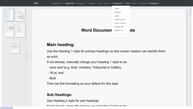 Document Viewer Menu